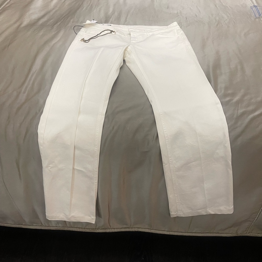 Gucci cream pants with chain detail